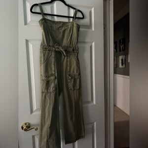 (Teen) Chelsea & Violet Green Utility Jumpsuit with Fitted Bodice